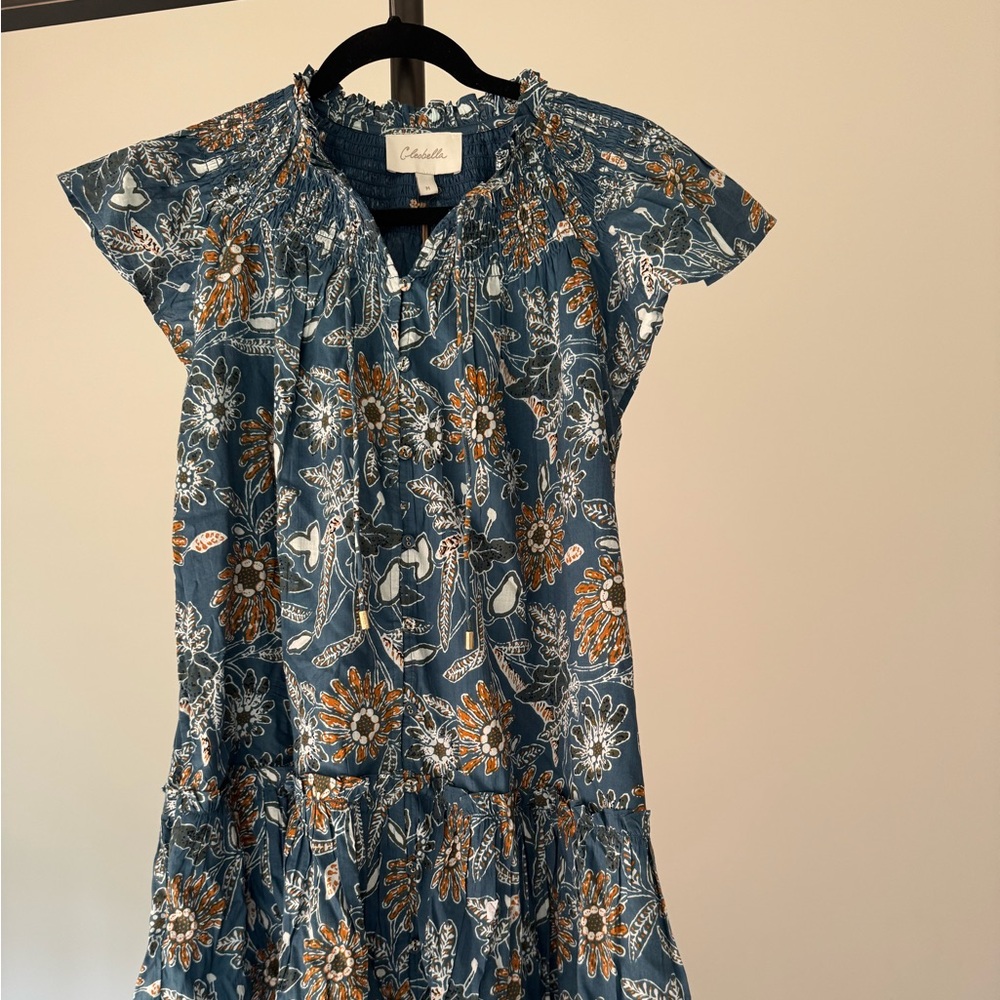Cleobella Magnolia Floral Dress in Blue and Orange